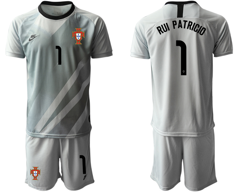 Men 2021 European Cup Portugal grey goalkeeper #1 Soccer Jerseys